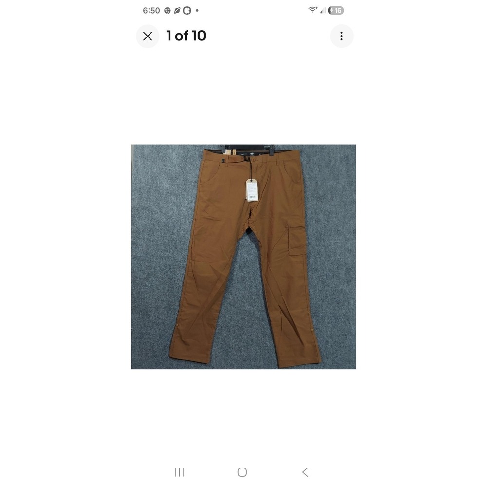PrAna Stretch Zion Slim Pant II Mens 40x34 Sepia Brown‎ Hiking Pants